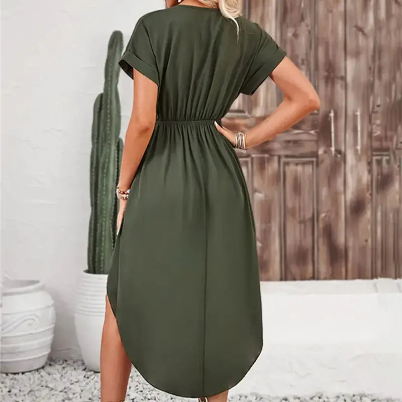Chic V-Neck Midi Dress