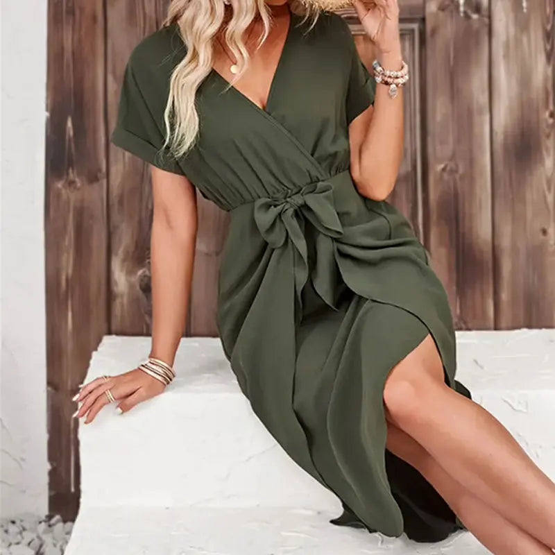 Chic V-Neck Midi Dress