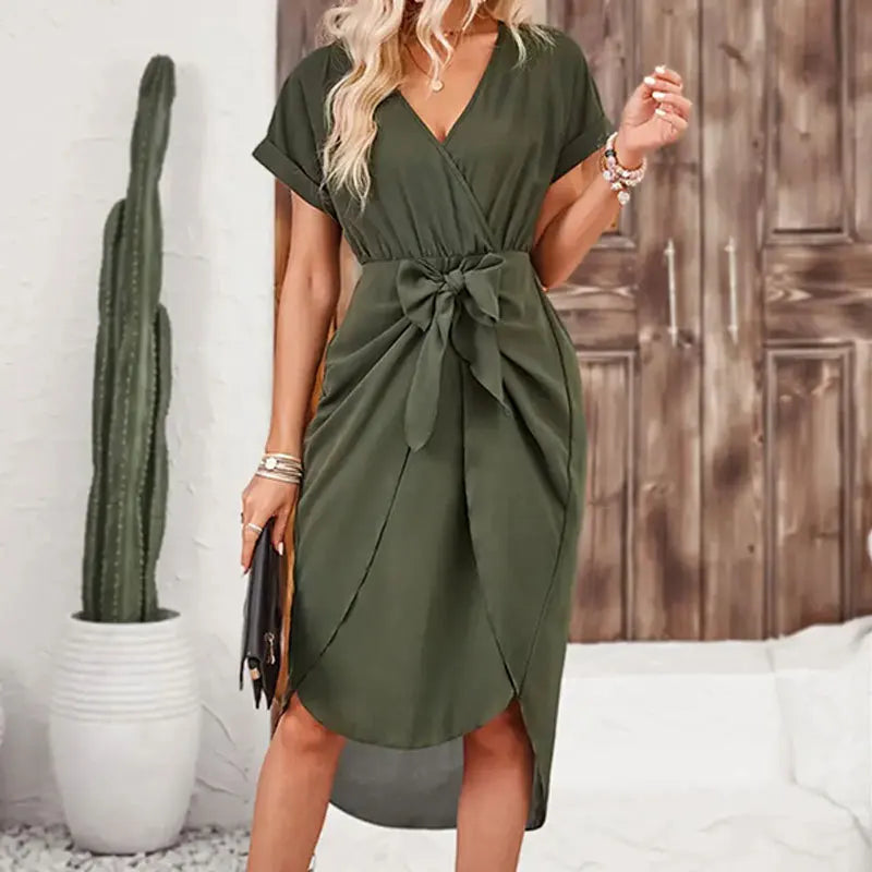 Chic V-Neck Midi Dress