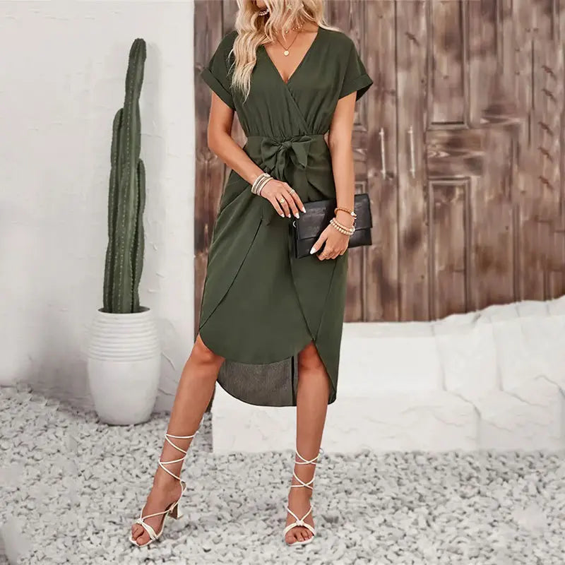 Chic V-Neck Midi Dress